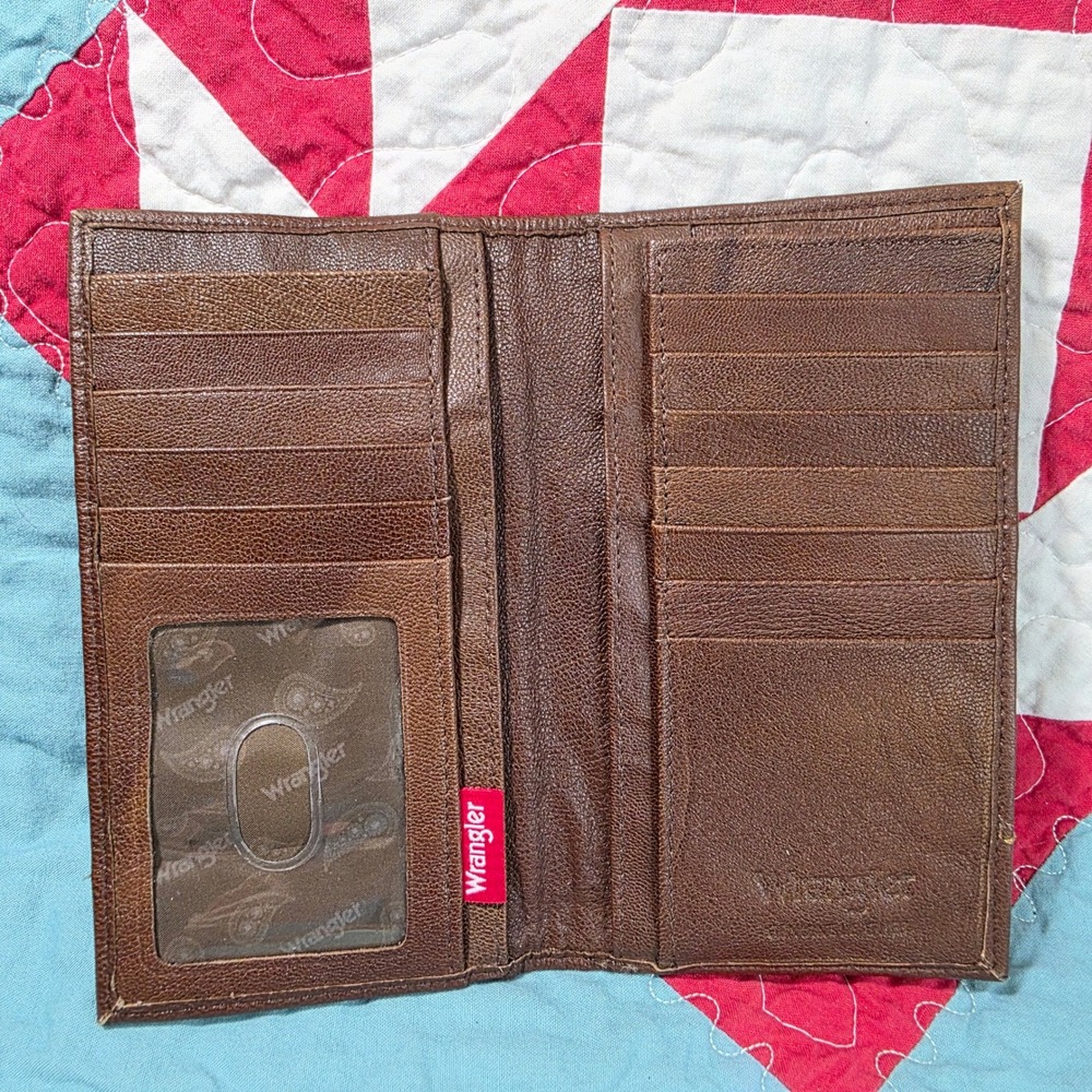 Wrangler Long Rodeo Wallet Mens OS Brown Leather Bifold